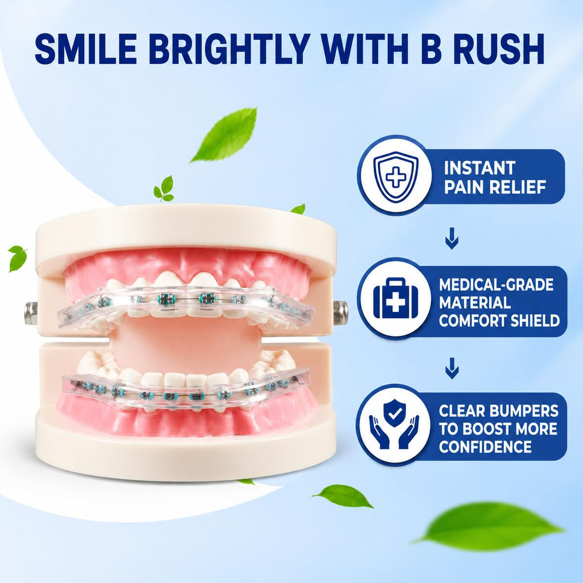 B Rush® Comfort Cover for Braces -Orthodontic Lip Bumper, Lip Shield, Mouth Guard for Brackets, Wax Alternative-Dental Lip Protector