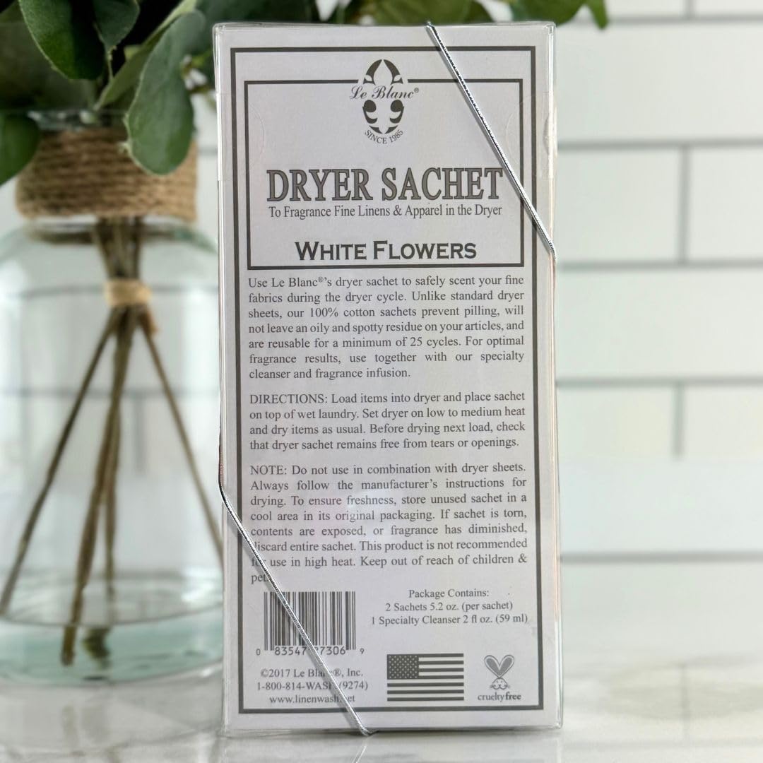 Buy now Le BlancÂ® White Flowers Double Pack Dryer Sachet - Luxury Scented Fabric Sachet for Your Dryer (1 Pack) at indiglob india