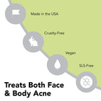 humane Benzoyl Peroxide Acne Body Wash - Non-Foaming - 10% Maximum-Strength | Vegan & Cruelty-Free Face, Skin, Butt, & Back Acne Treatment - Dermatologist-Tested Acne Face Wash Cleanser - 16 Fl Oz