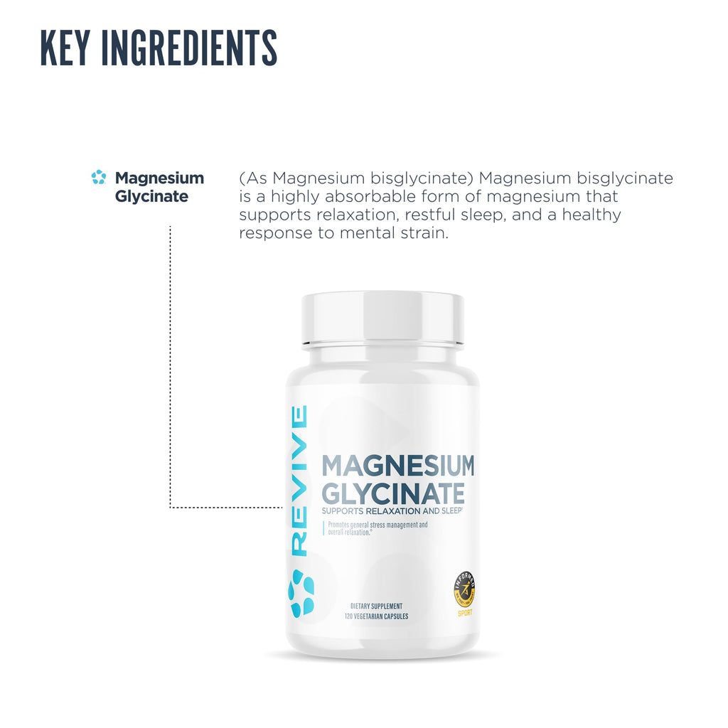 Revive MD Pure Magnesium Glycinate 200mg – High Absorption Supplement for Relaxation, Stress Relief, Sleep & Memory Support – Promotes Strong Bones, Healthy Nerve & Muscle Function (180 Servings)