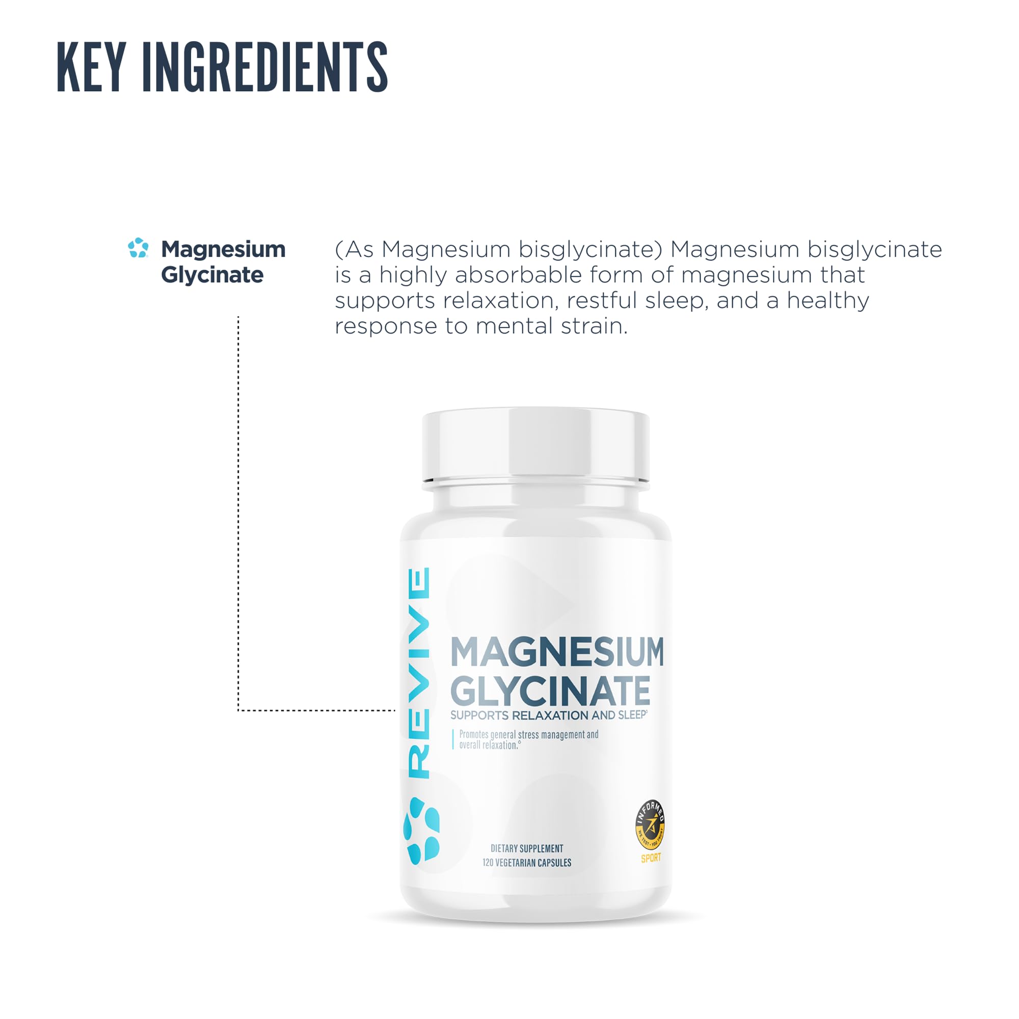 Revive MD Pure Magnesium Glycinate 200mg – High Absorption Supplement for Relaxation, Stress Relief, Sleep & Memory Support – Promotes Strong Bones, Healthy Nerve & Muscle Function (180 Servings)
