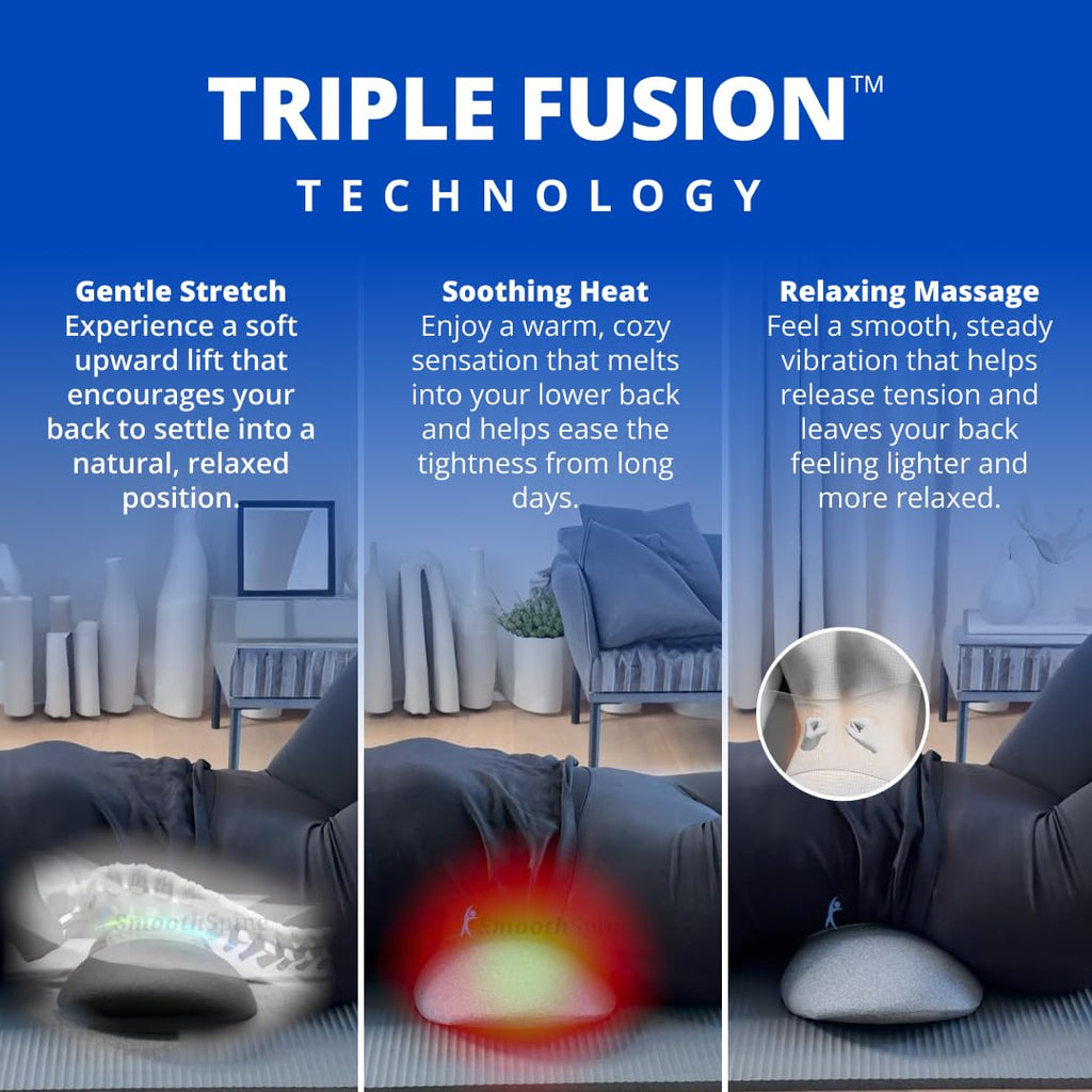 SmoothSpine Triple Fusion Back Massager with Heat for Lower Back Comfort XL