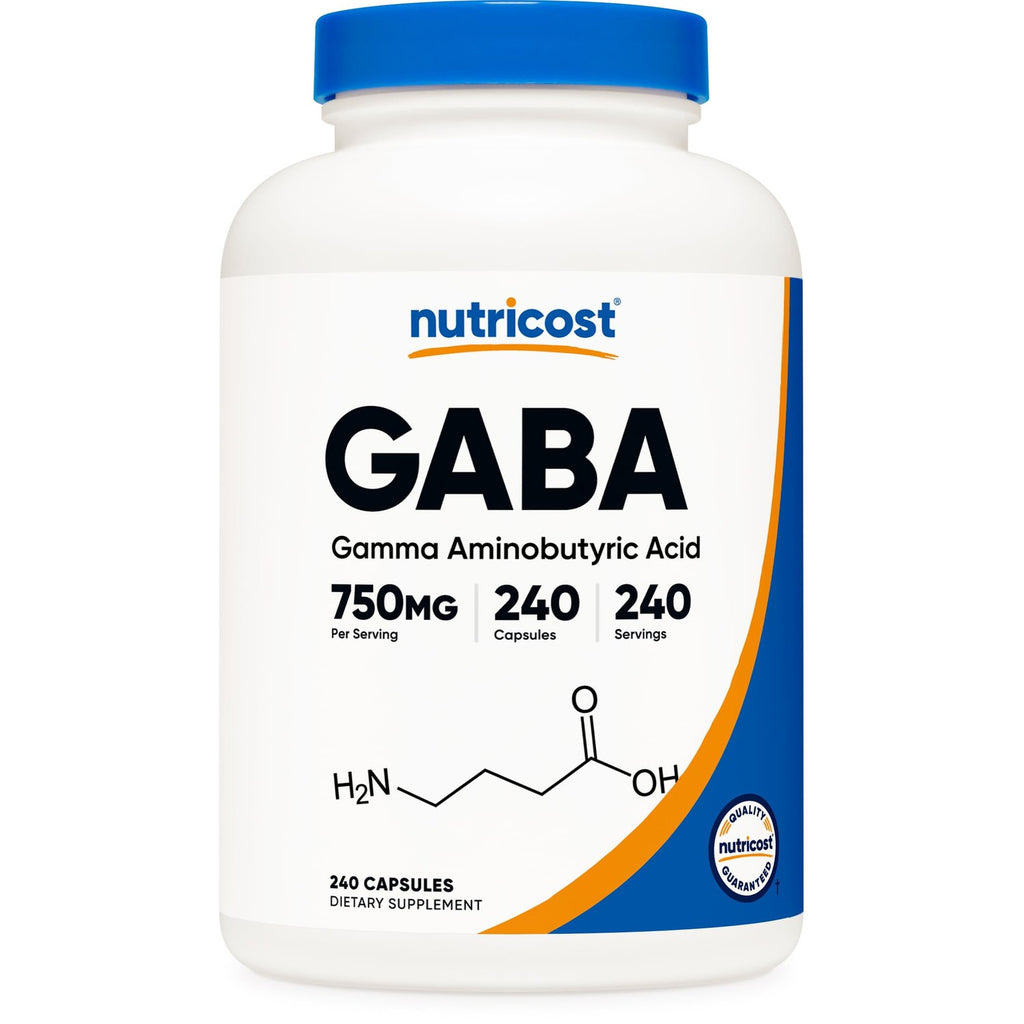 Nutricost GABA (Gamma Aminobutyric Acid) 750mg, 240 Capsules | GMO-Free, Gluten Free