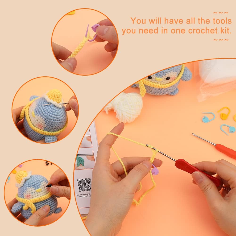 Buy now UzecPk Beginner Crochet Kit, Crochet Animal Kit with Yarn, Complete Crochet Kit for Adults and Kids Craft with Instruction and Video Tutorials at indiglob india
