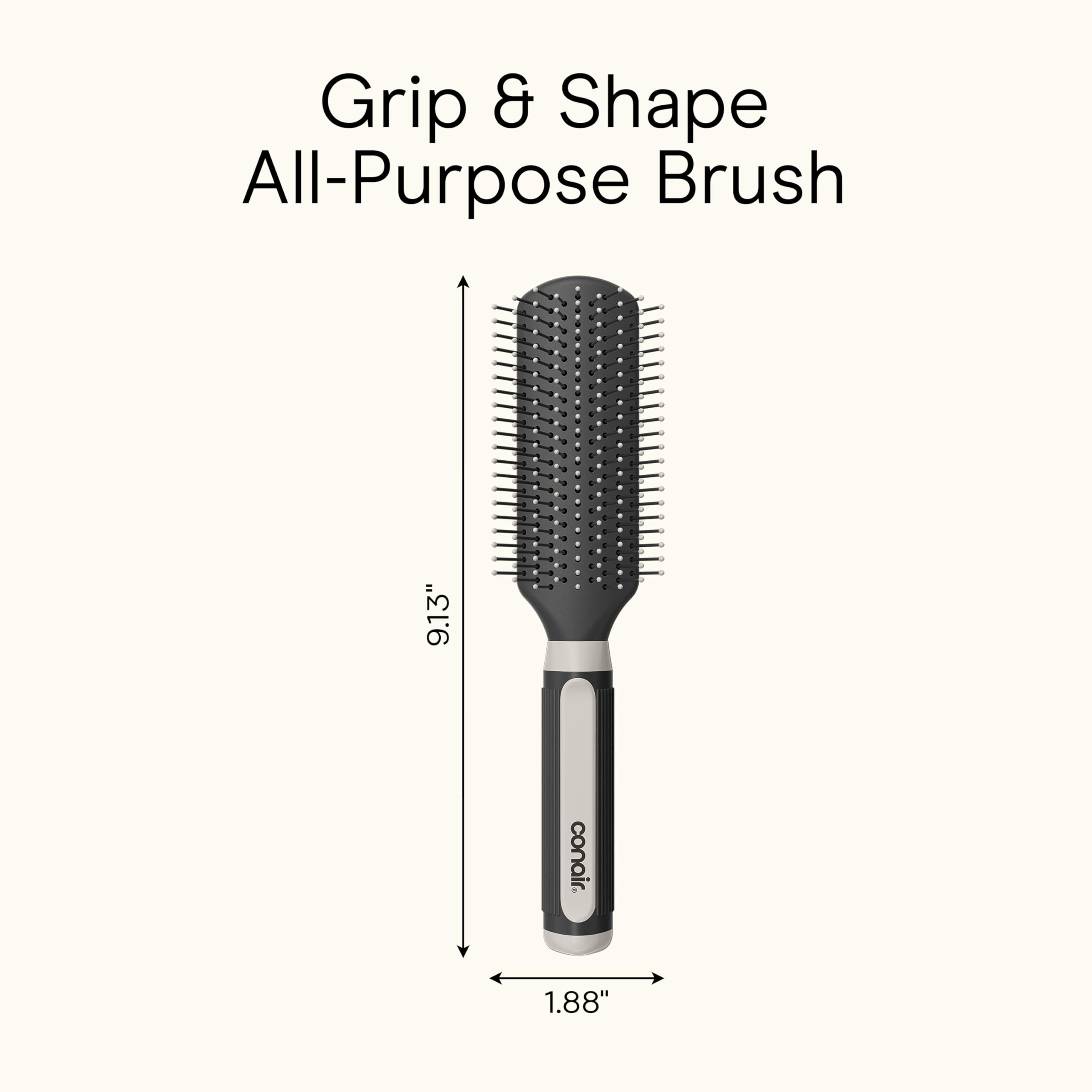 Conair Salon Results Detangling Hairbrush Set, 3-Pack Brushes for Men and Women, All Hair Types and Lengths with Nylon Bristles