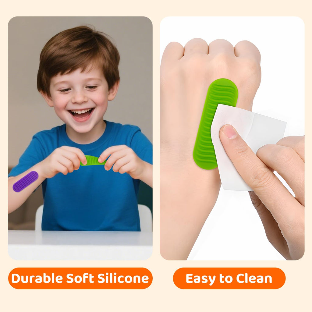 Textured Sensory Stickers for Kids & Adults, 16 Pack Silicone Calm Strips