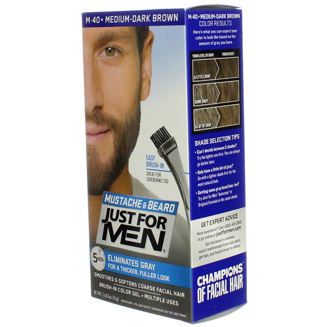 Buy now JUST FOR MEN Brush-In Color Gel, Medium-Dark Brown M-40 1 ea (Pack of 2) at indiglob india