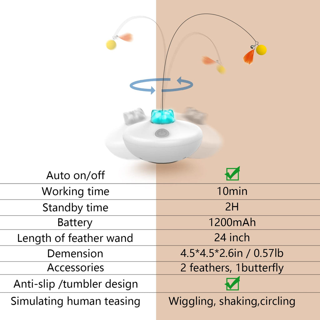 Oxawo Interactive Cat Toys Indoor Cats Toy Automatic Moving Feather Wand