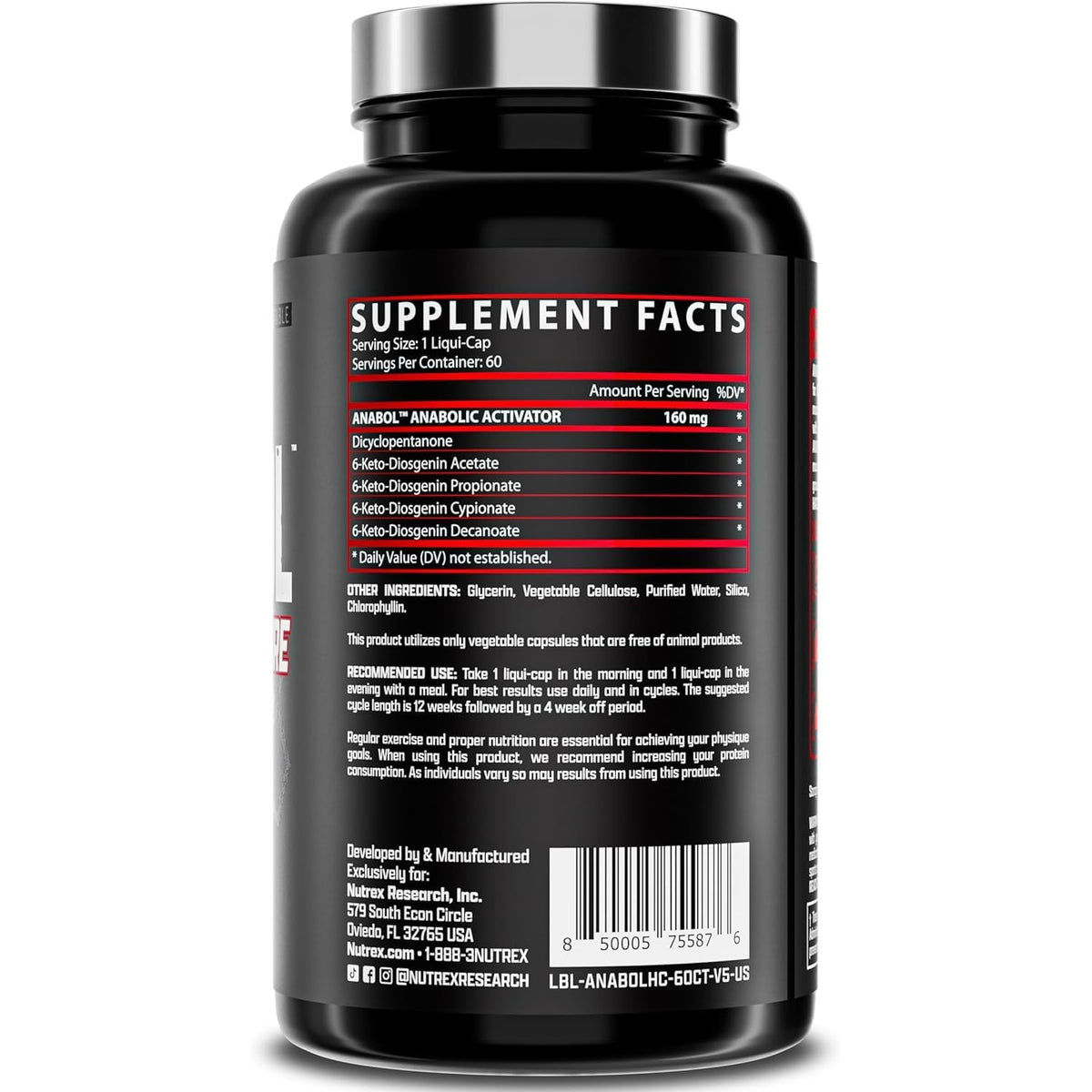 Nutrex Research Anabol Hardcore Anabolic Activator, Muscle Builder and Hardening Agent, 60 Pills Fast Acting Liquid Capsules - 1 Month Supply
