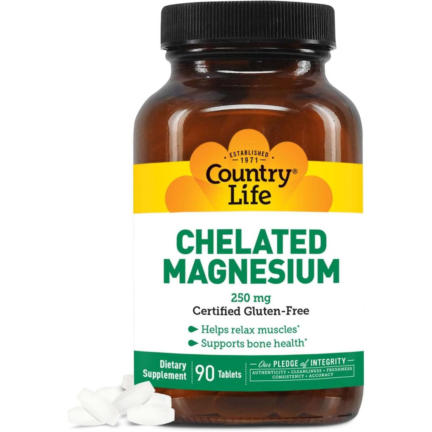 Buy now Country Life Chelated Magnesium 250mg - Supports Heart, Bone & Muscle Health, Vegan-Friendly Magnesium Supplement with Magnesium Oxide and Amino Acid Chelate, Gluten-Free 90 Count (Pack of 1) Unflavored at indiglob india