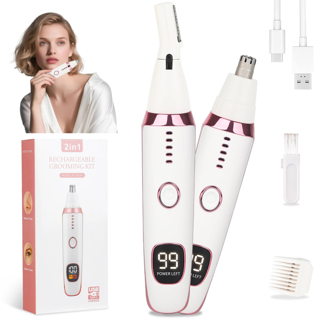 2026 Rechargeable Nose & Ear Hair Trimmer, Dual-Edge Blade Electric Clipper for Women Men, Facial & Eyebrow Hair Removal Tool, Powerful Motor, Painless, Easy to Clean (Multicolor)