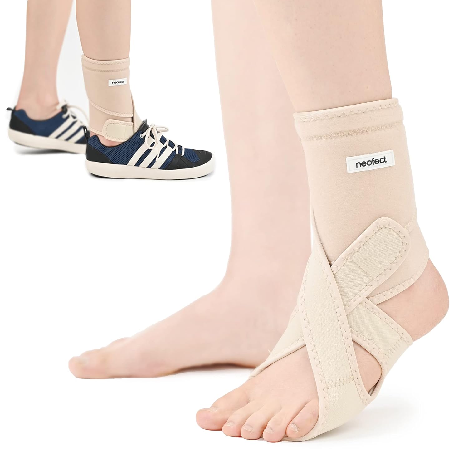 Buy now NEOFECT Drop Foot Brace Beige Right AFO Foot Drop Brace for Walking, Drop Foot Brace with Shoes, Stroke Recovery Equipment, Foot Drop Brace for Sleeping, Adjustable Ankle Brace (Right) Left at indiglob india