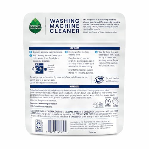 Buy now Seventh Generation Washing Machine Cleaner 6 Count Free & Clear Targets Odor-Causing Residue Powered by Oxy Power 4.2 oz at indiglob india