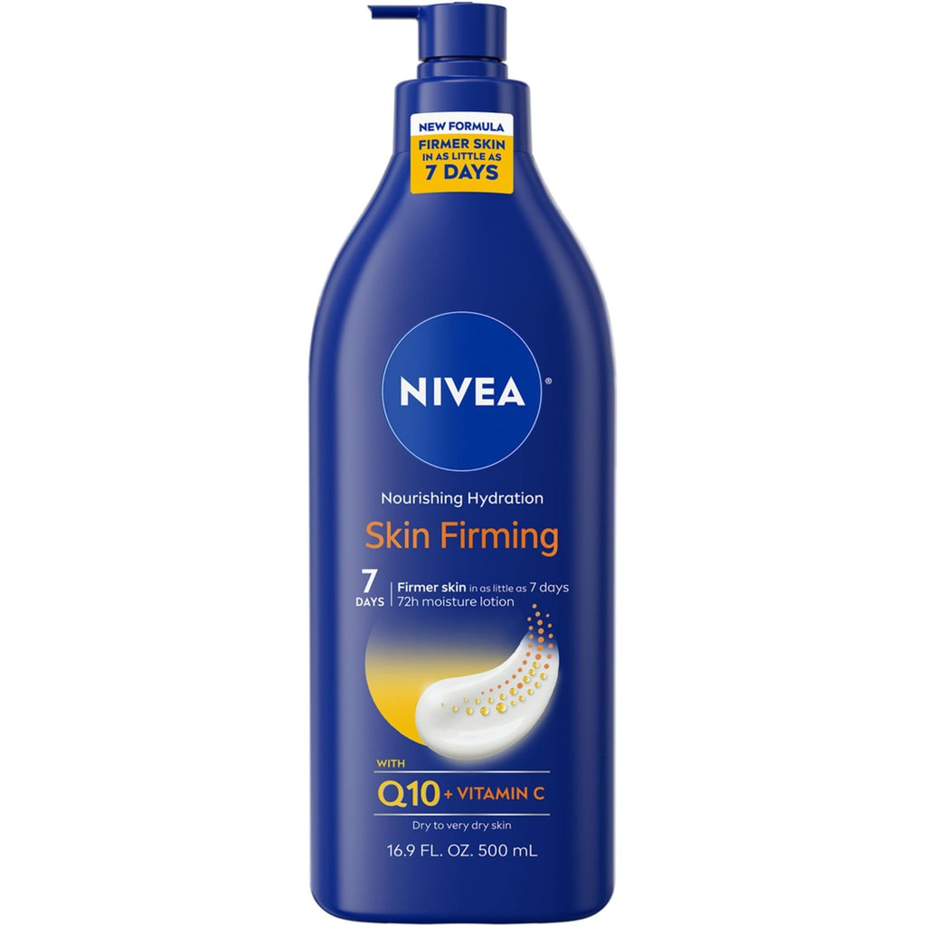 NIVEA Nourishing Hydration Skin Firming Body Lotion, 16.9 FL OZ | Q10 and Vitamin C Enriched Skin Firming Body Lotion for Dry Skin to Very Dry Skin, 72-Hour Body Moisturizer, Paraben Free