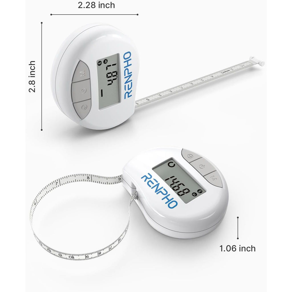 Buy now RENPHO Body Measuring Tape, Smart Tape Measure for Weight Loss, Bluetooth Fitness Equipment with App, Measuring Waist, Hip, Bust, Arms, Muscle Gain, Retractable, 60in /150cm, White at indiglob india