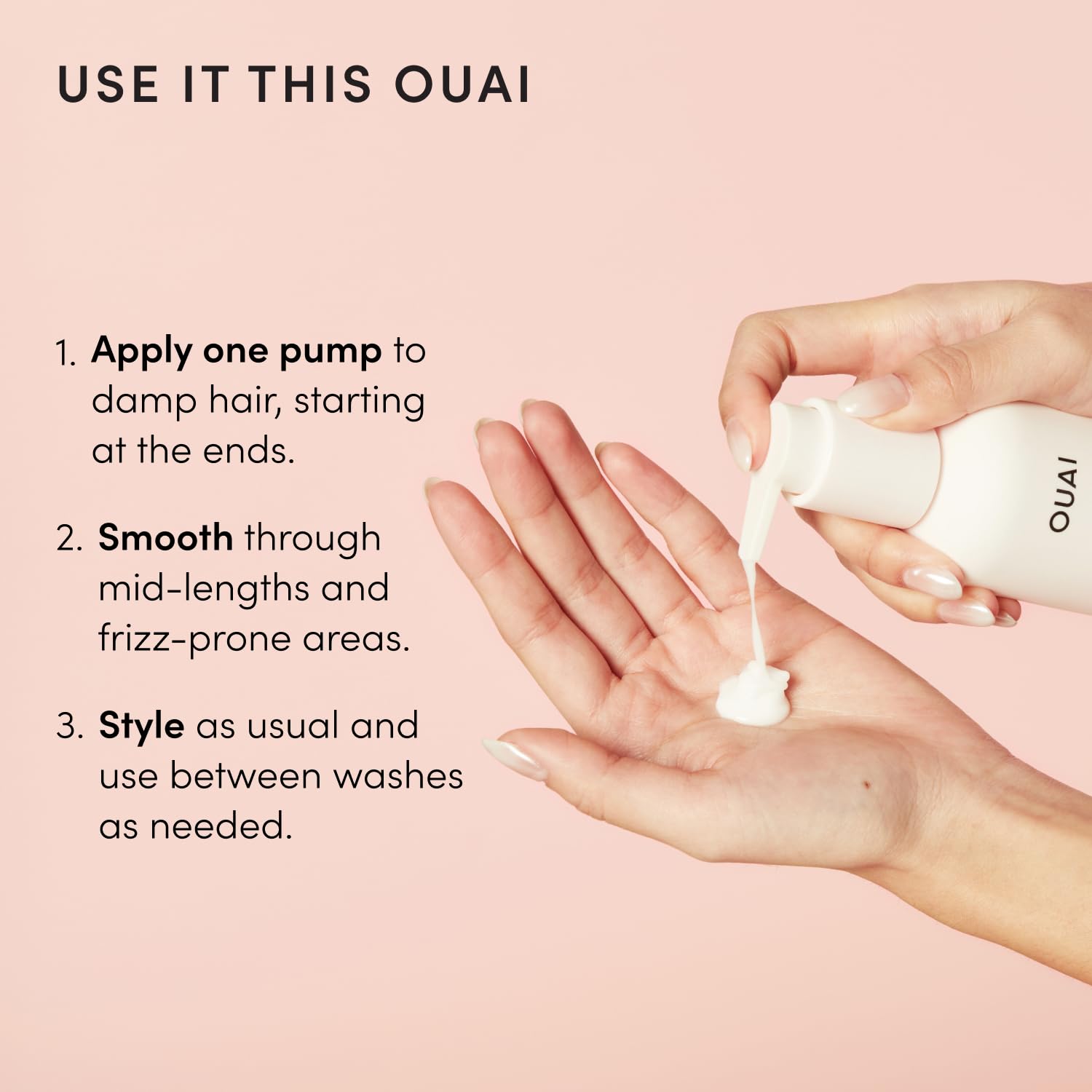 OUAI Anti Frizz Cream Travel Size - Phthalate & Sulfate Free (3 oz) | Moisturizing Hair Cream with Frizz Control & Heat Protection - Provides Hydration with Jackfruit & Beetroot Extract