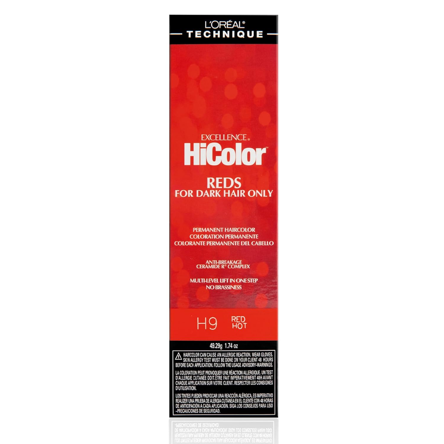 Buy now L'OrÃ©al Technique HiColor Reds Permanent Hair Color - Lifts Dark Hair in One Step Leaving No Brassiness, Rich & Smooth Creme Formula, Intense & Long-Lasting Color at indiglob india