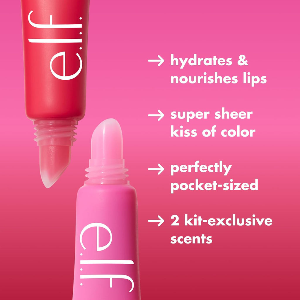 Buy now e.l.f. Squeeze Me More Lip Balm Duo, Moisturizing Balm For A Sheer Tint Of Color, Made With Hyaluronic Acid, Vegan & Cruelty-Free, Cherry & Bubblegum (Pack of 2) at indiglob india