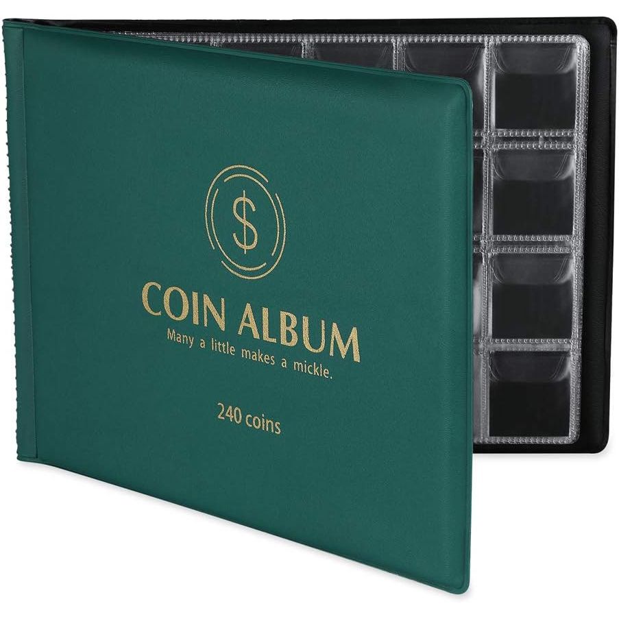 Buy now MUDOR Coin Collection Holder Album for Collectors, 240 Pockets Coin Collection Book Office Supplies Green at indiglob india