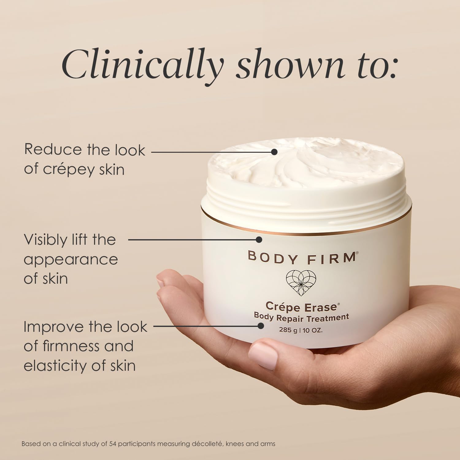 BODY FIRM Crepe Erase Body Repair Treatment, Anti-Aging Wrinkle Cream, Support Skins Natural Elastin & Collagen Production - 10oz