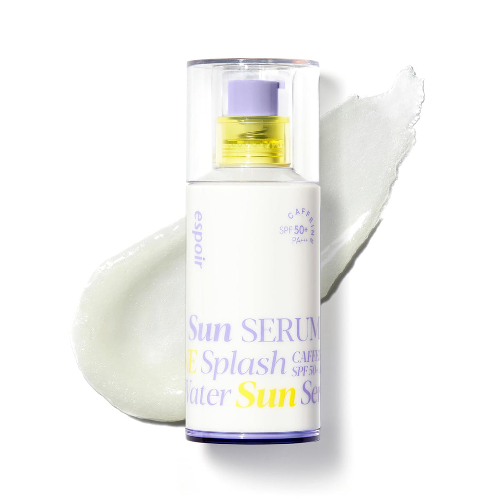 espoir Water Splash Sun Serum SPF50+ PA+++│3,000ppm Caffeine for Reducing Puffiness,Enhancing Skin Elasticity, Non-Oily Hydrating Sunscreen,Vegan,Beach Essentials, Clear Sunscreen1.69 Fl Oz.