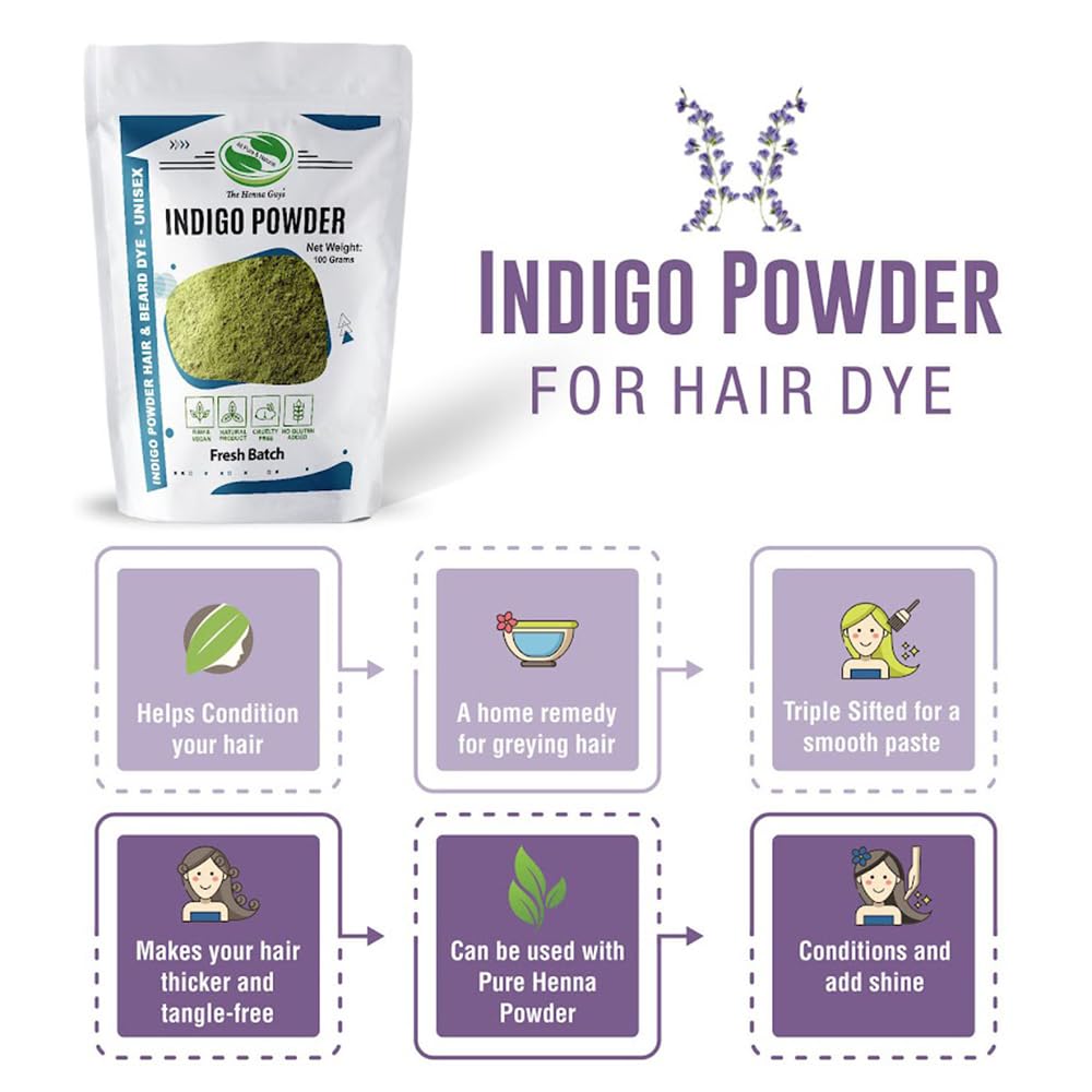 Buy now 200 Grams INDIGO POWDER For Hair Dye/Color - The Henna Guys at indiglob india