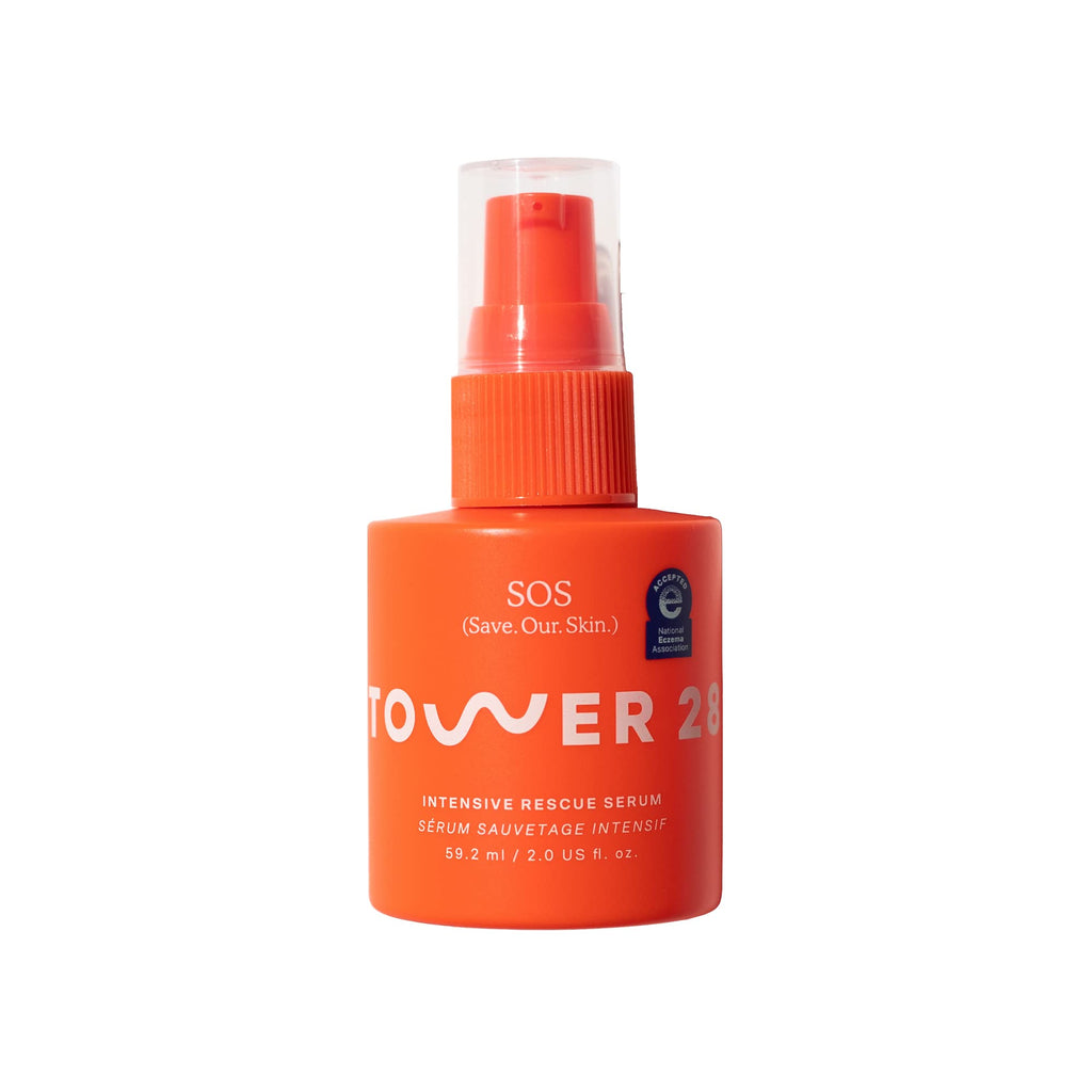 Buy now Tower 28 SOS Rescue Face Serum - Soothing Facial Serum with Hypochlorous Acid for Irritated, Sensitive Skin - Gently Helps Reduce Redness + Blemishes - Fragrance-Free Everyday Skin Care (2 oz) at indiglob india