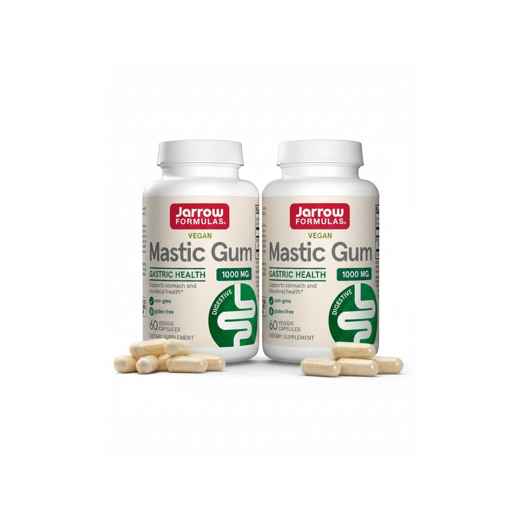 Jarrow Formulas Mastic Gum 1000 mg - 60 Veggie Caps - Mastic Gum Capsules Supporting Stomach and Duodenal Health - 30 Servings | Supporting Stomach & Duodenal Health, Phosphatidylserine Supplement, Brain Health Support, Non-GMO, Gluten-Free, 30 Servings