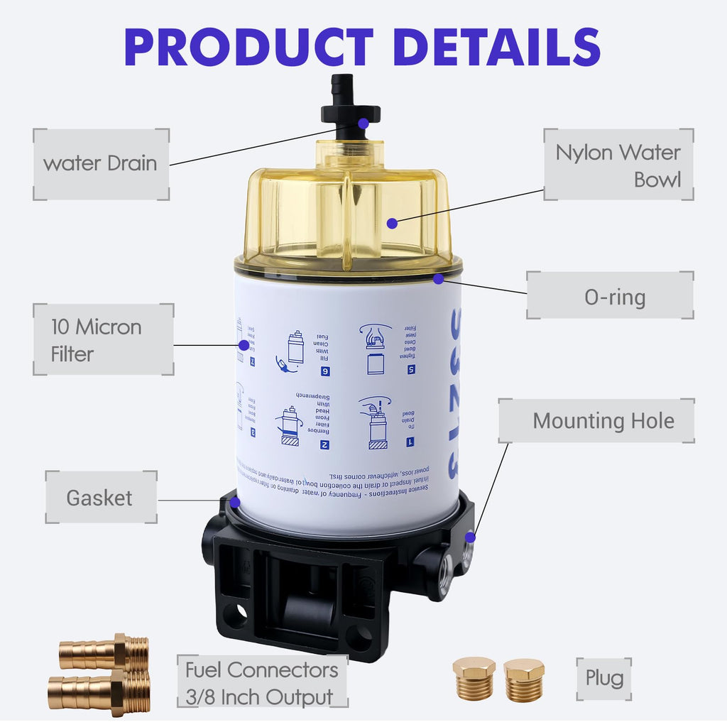 S3213 Fuel Water Separator Kit for Yamaha and for Mercury Outboard Motors