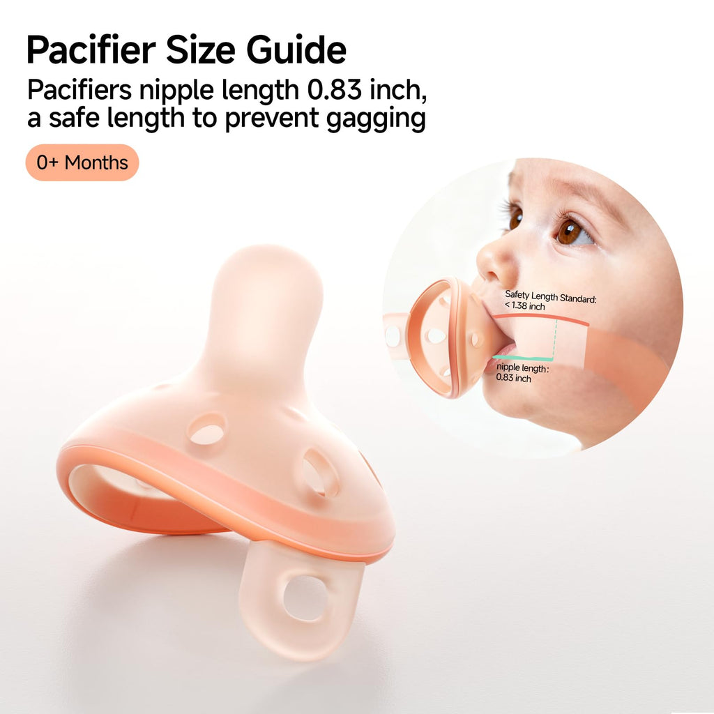 Breast-Like Baby Pacifiers 0-6 Months 4 Pack with Breathable Air Holes