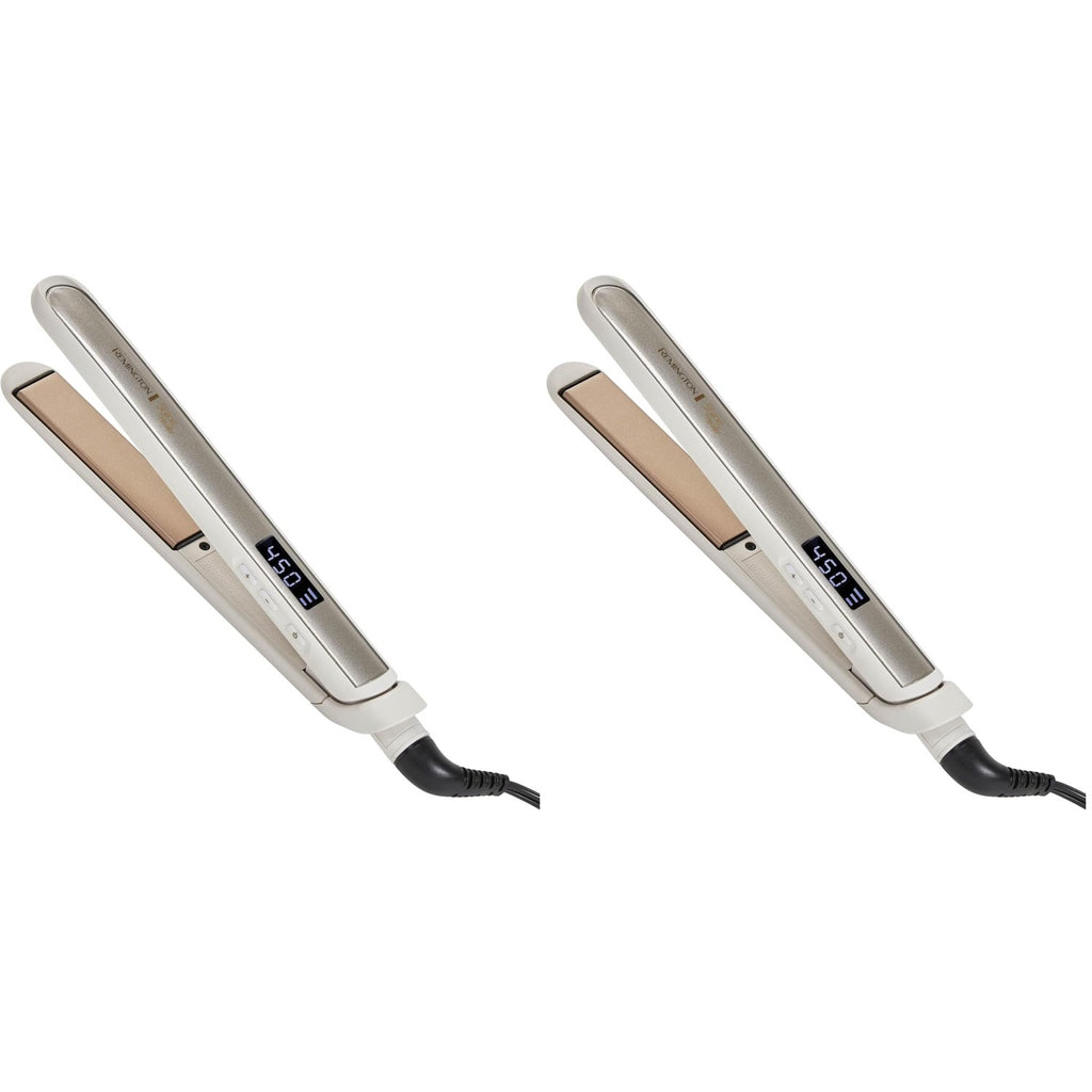 Remington Shine Therapy 1 Inch Hair Straightener, Argan Oil & Keratin | Keratin ceramic plates deliver smooth results; this flat iron reduces frizz for ideal hair styling.