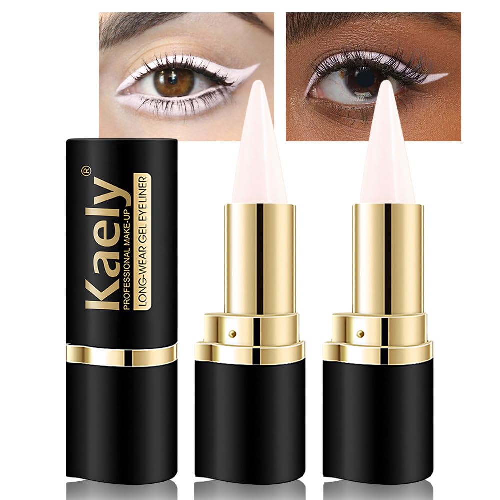 Kaely 2Pcs Gel Eyeliner Pencil, Natural Black Eyeliner Cream, Liquid Eye Liner Pencils for Older Women Waterproof, Smoky Eyeshadow Palette Goth Halloween Makeup Kit, delineador de ojos contra el agua