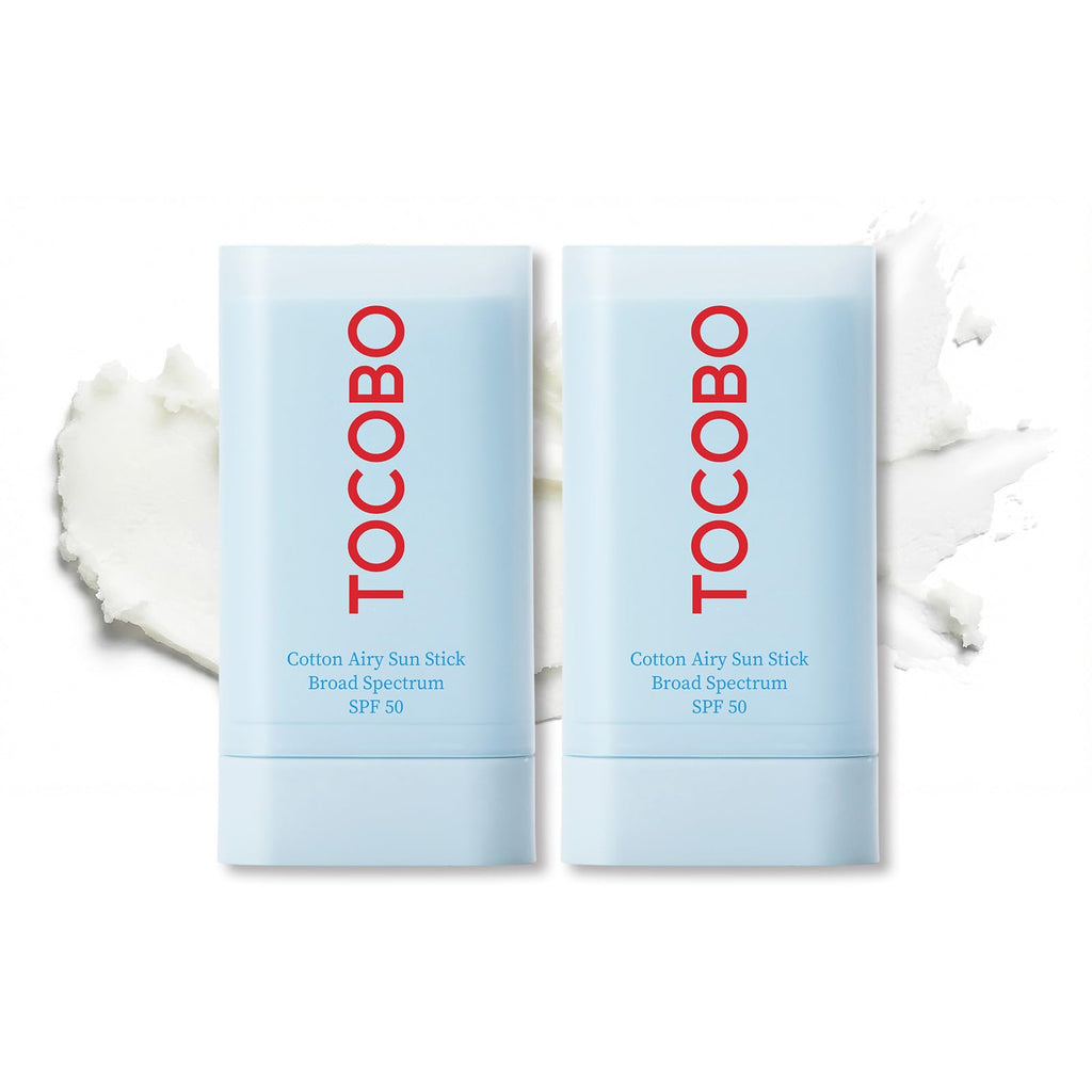 TOCOBO Cotton Airy Sun Stick SPF 50 Broad Spectrum Korean Matte Sunscreen Stick for Face - Travel Size Sebum Control Sunblock -Vegan, Lightweight, 0.67 oz (1single pack)
