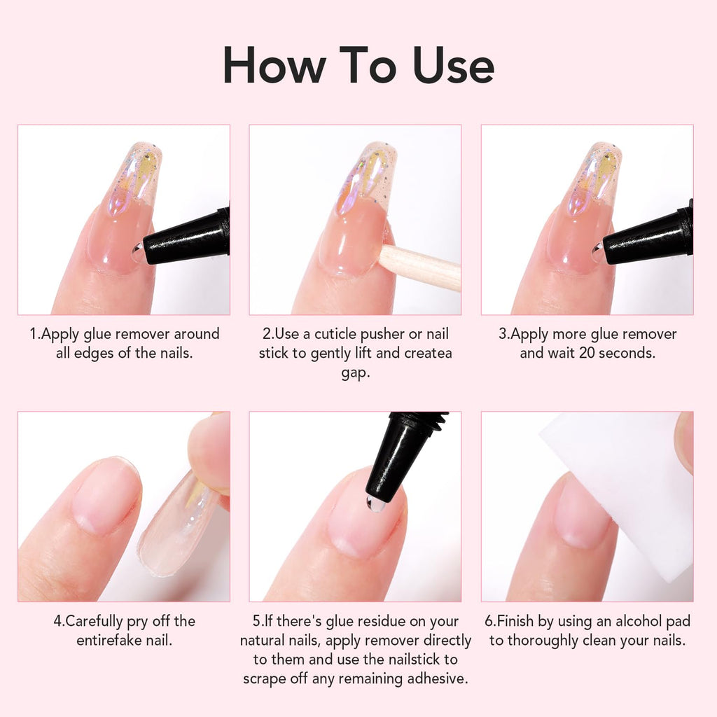 CurvLife 10g Semi Solid Nail Glue for Press Ons with 15ml Nail Glue Remover | No UV/LED Lamp Needed, Gap-Filling Air-Dry Nail Tips Glue Gel For Press on nails and Non-Acetone Gentle Remover