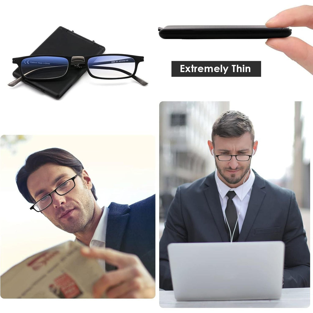 Buy now SKYOAK Evolved Folding Reading Glasses For Women Men Blue Light Blocking Anti UV Eyestrain Foldable Portable Compact Readers with Flat Hard Case Pocket Computer glasses 1.5 BLACK at indiglob india