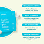 Buy now Neuro Energy & Focus Gum - 40mg Natural Caffeine Gum & Nootropic Energy Supplement with L-Theanine & B Vitamins - Sugar Free, Vegan - Peppermint, 90ct at indiglob india