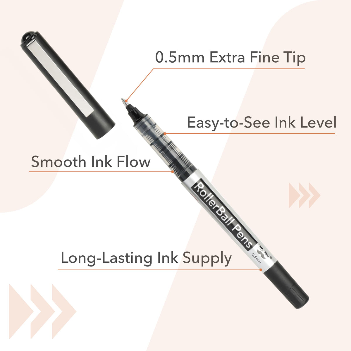 Mr. Pen- Rollerball Pens Bulk, 25 Pack, Black Ink, Fine Point