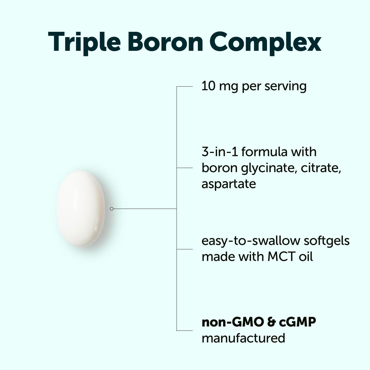 Micro Ingredients Triple Boron Complex 10mg Per Serving, 360 Softgels with MCT Oil | Boron Supplement for Men & Women | Boron Glycinate, Citrate & Aspartate Triple Action Formula | Non-GMO Gluten Free