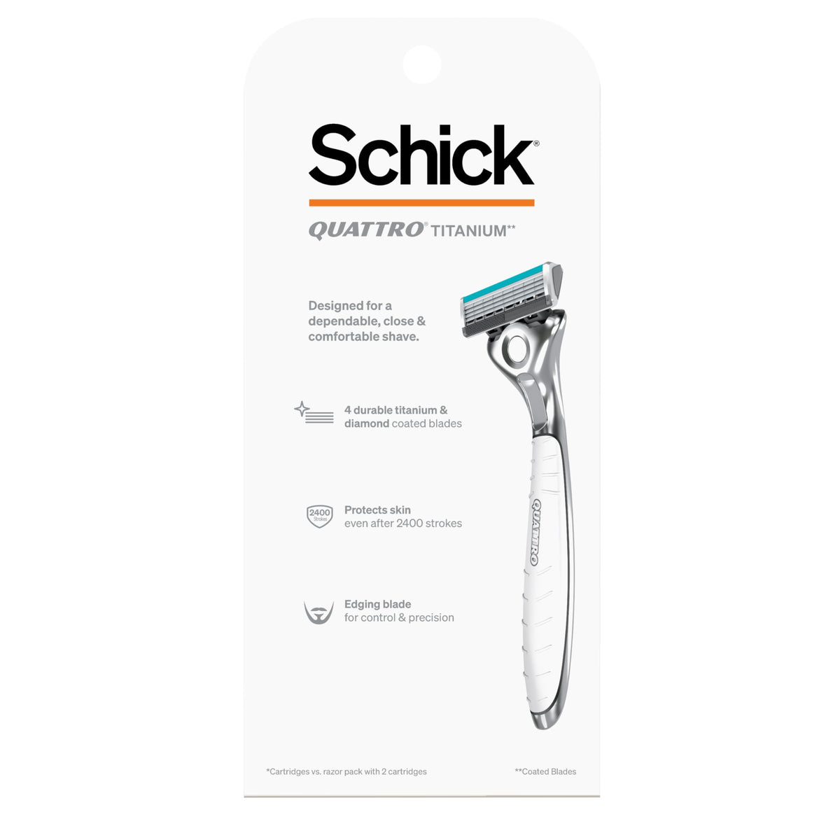 Schick Quattro Titanium 4-Blade Razors for Men, 1 Handle & 4 Refills