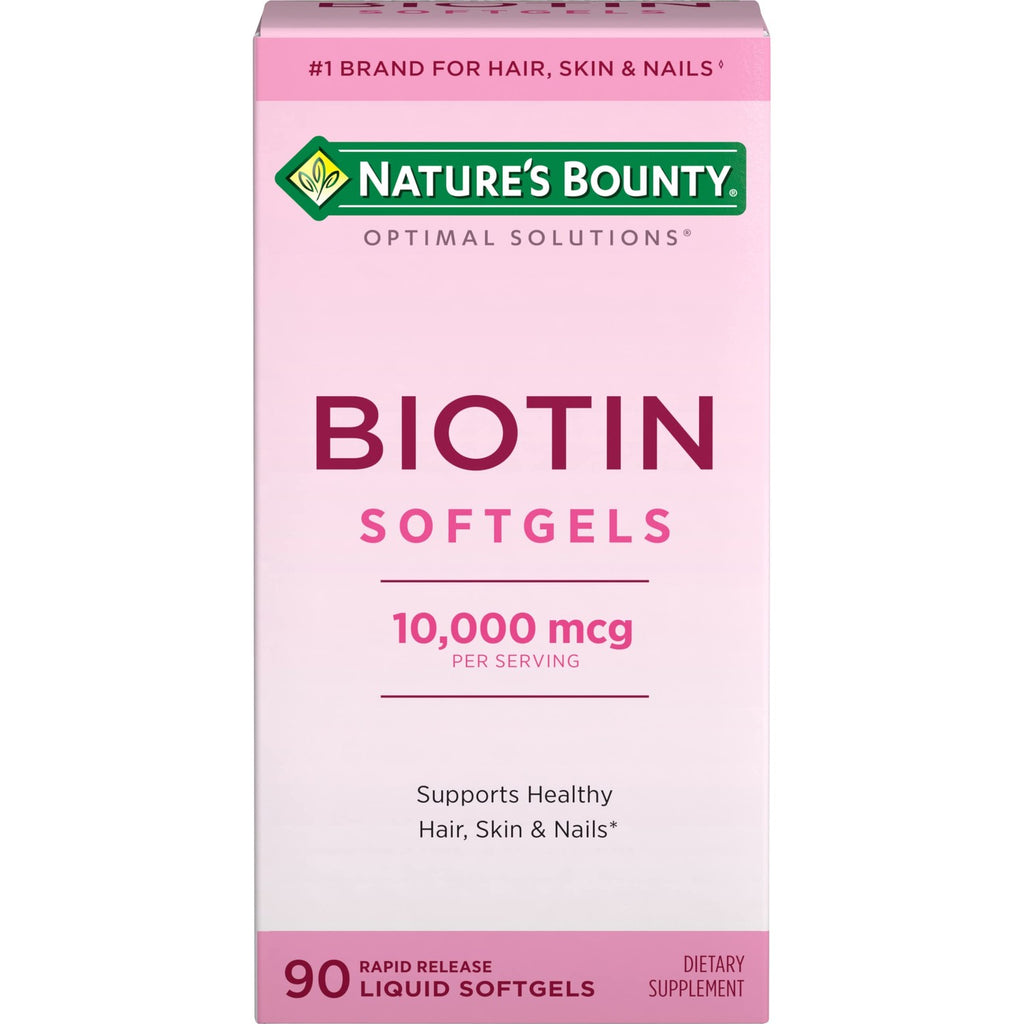 Nature's Bounty Biotin 10000mcg Supplement, 90 Rapid Release Softgels
