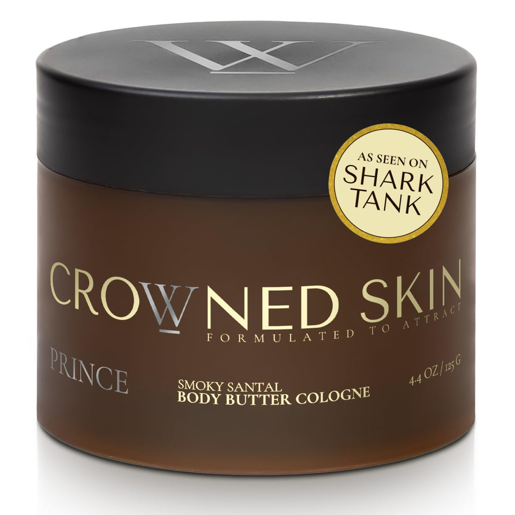 Crowned Skin King Cologned Body Butter for Men | Warm & Sensual | As Seen On Shark Tank | Scented with Sandalwood & Leather | Infused with Organic Shea & Mango Butters | All-Day Fragrance | 4.4oz