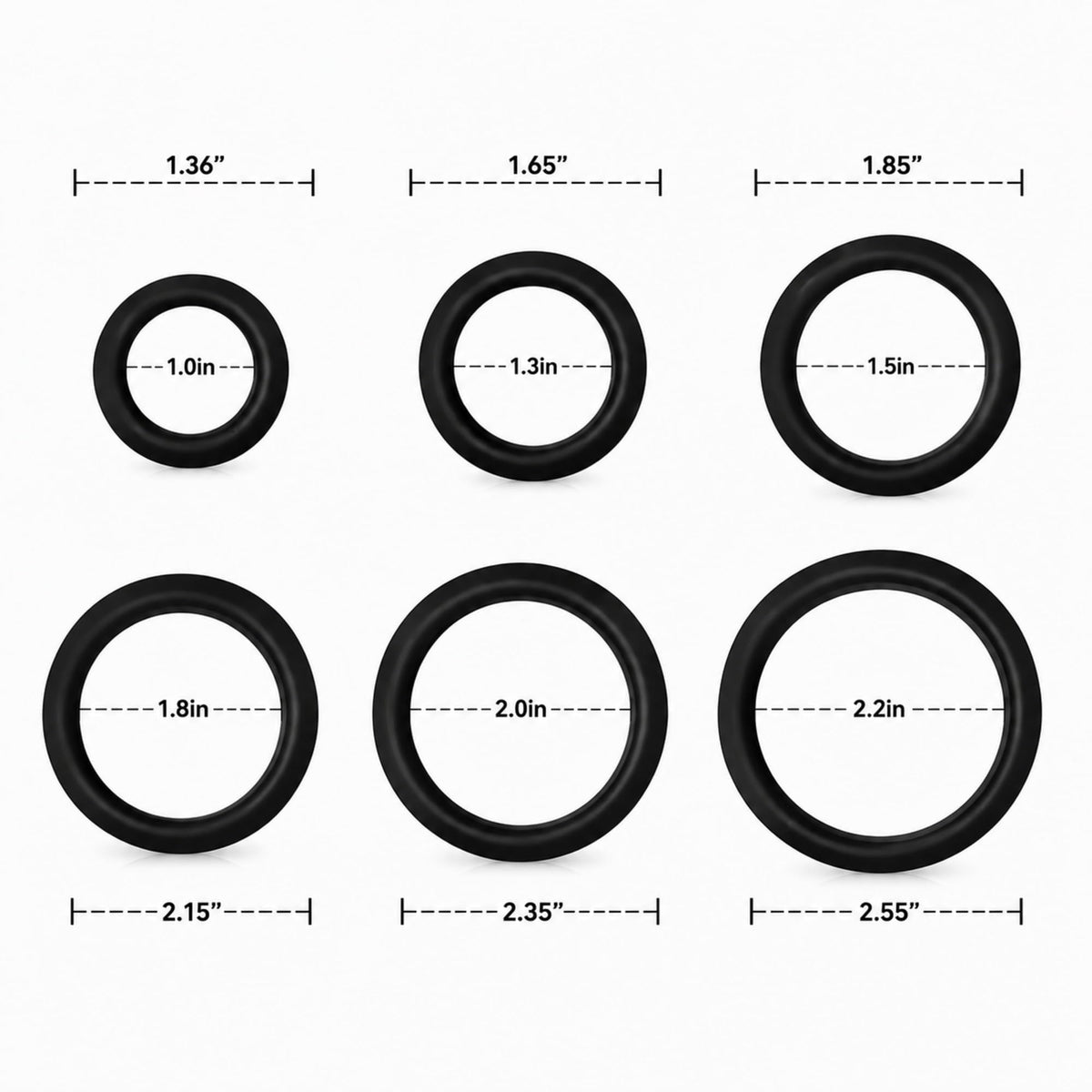 TCSR 6 Different Size Cock Rings - Medical Grade Soft Silicone Penis Rings - Better Sex