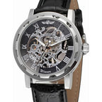 Buy now Men's Fashion Mechanical Wristwatch Transparent Dial with Skeleton Design Leather Band Automatic Manual-Winding Watch at indiglob india
