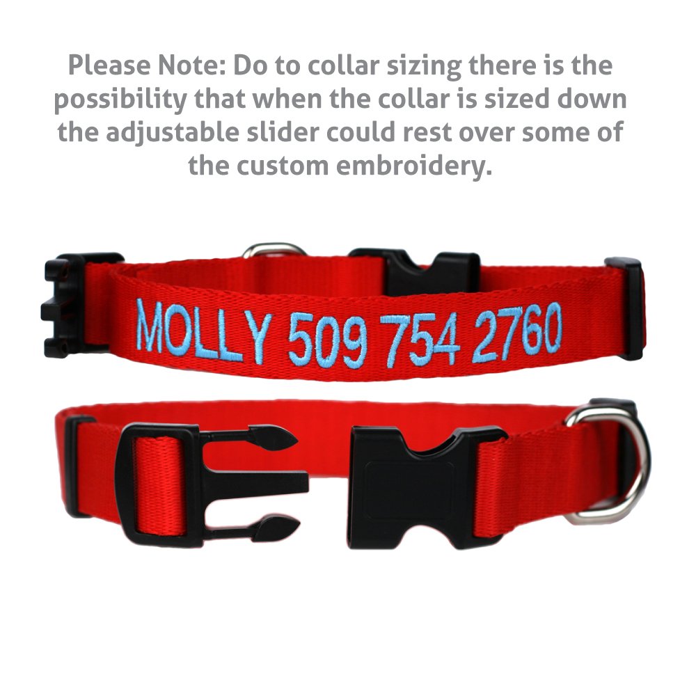 GoTags Personalized Dog Collar, Custom Embroidered Pet ID Dog Collar with Pet Name and Phone Number, Adjustable with Quick Release Snap Buckle