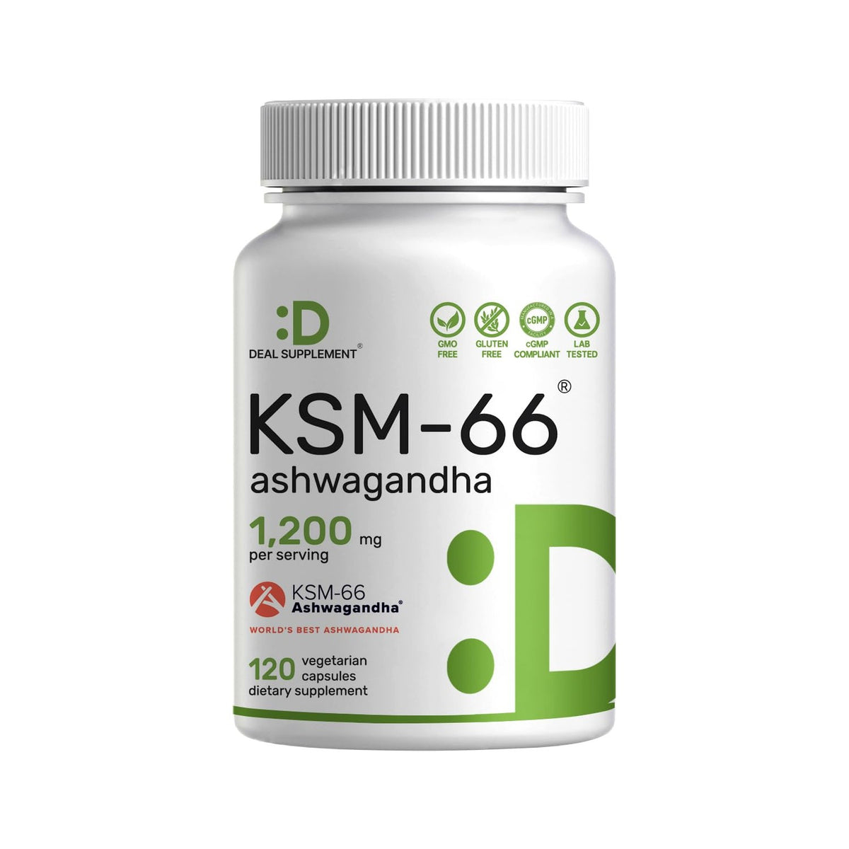 KSM 66 Ashwagandha 1,200mg with Black Pepper, 120 Veggie Capsules – Extra Strength Root Extract – High Absorption – Adaptogenic Supplements for Relaxation, Energy, & Brain Health – Non-GMO