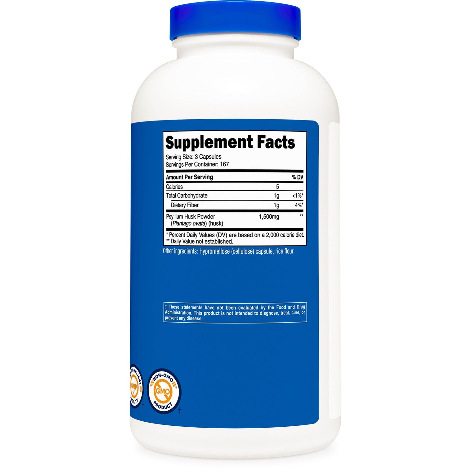 Nutricost Psyllium Husk 1500mg, 500 Capsules, Gluten Free, GMO-Free