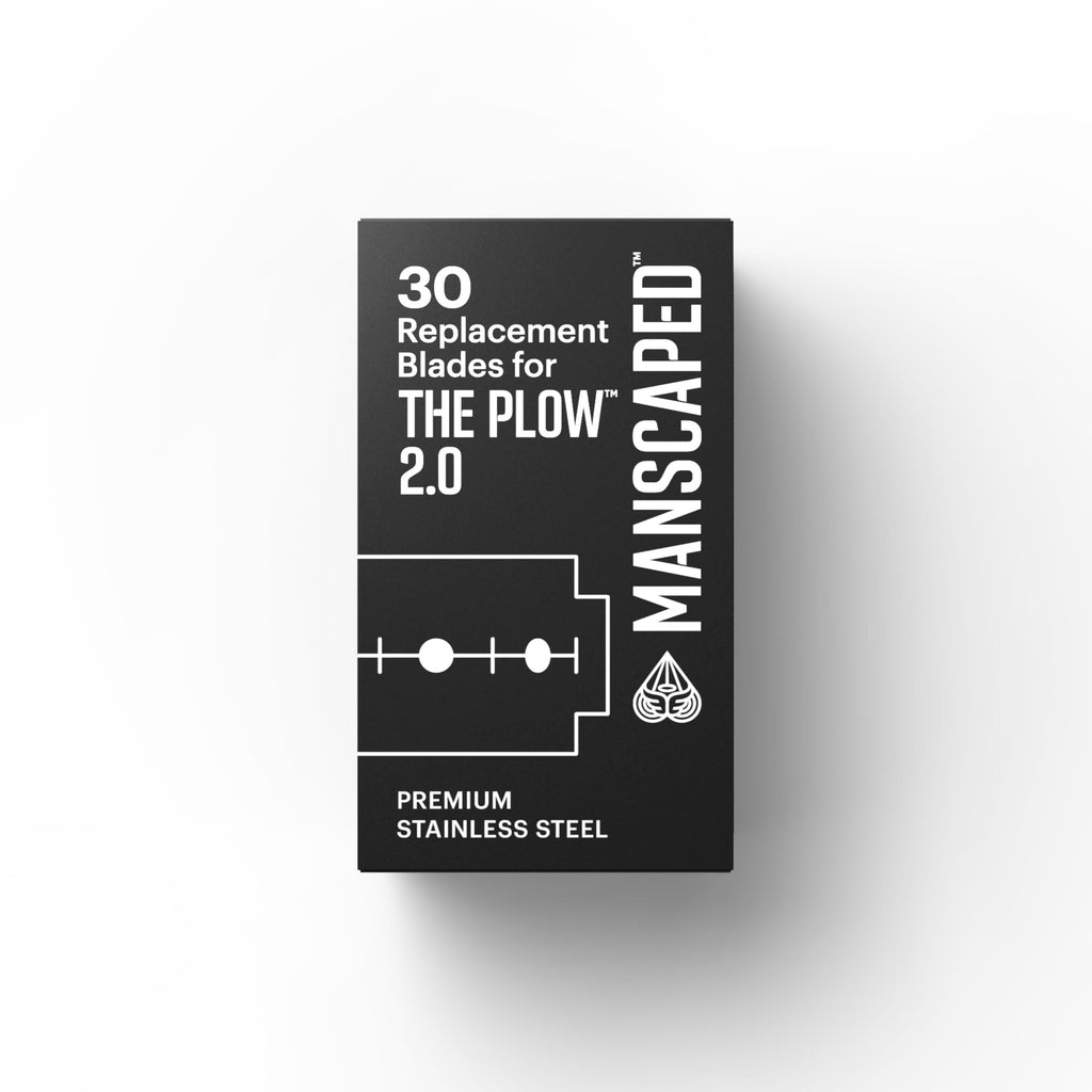 MANSCAPED® The Plow® 2.0 Razor Blade Refill – 30 Pack Premium Stainless Steel Double-Edge Replacement Blades, Sharp & Durable Design for Smooth, Irritation-Reducing Face Shaving