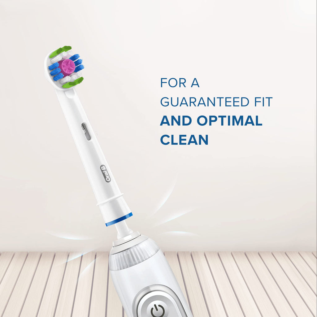 Buy now Oral-B 3D White Electric Toothbrush Head with CleanMaximiser Technology, Angled Bristles for Deeper Plaque Removal, Pack of 4, White at indiglob india