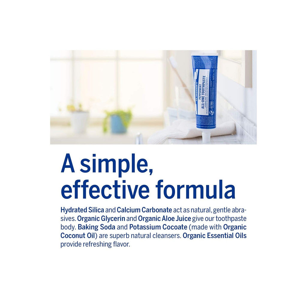 Buy now Dr. Bronnerâ€™s - All-One Toothpaste (Peppermint, 5 ounce) - 70% Organic Ingredients, Natural and Effective, Fluoride-Free, SLS-Free, Helps Freshen Breath, Reduce Plaque, Whiten Teeth, Vegan at indiglob india