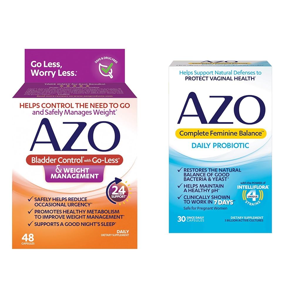 AZO Bladder Control with Go-Less & Weight Management Supplement 48 Capsules | Drug-Free Bladder Support, Made to Promote Healthy Metabolism, Reduce Occasional Urgency & Leakage, Promote Bladder Function*